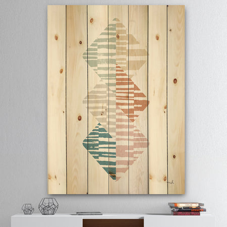 Watercolor Geometric Triangle II - Transitional Print on Natural Pine Wood
