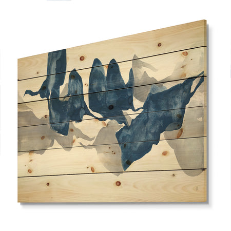 Gouache Sapphire on Gray - Modern & Contemporary Print on Natural Pine Wood