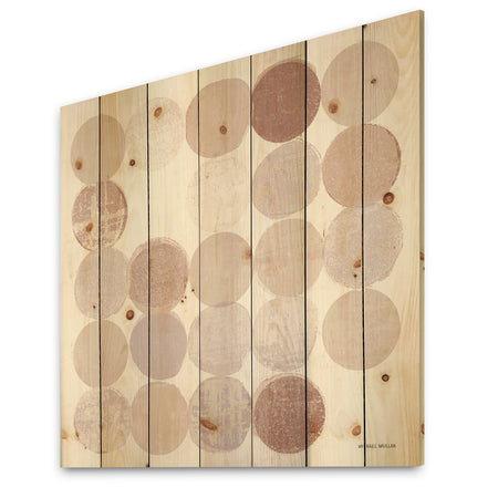 Shade of Pink Geometric Dots I - Abstract Print on Natural Pine Wood