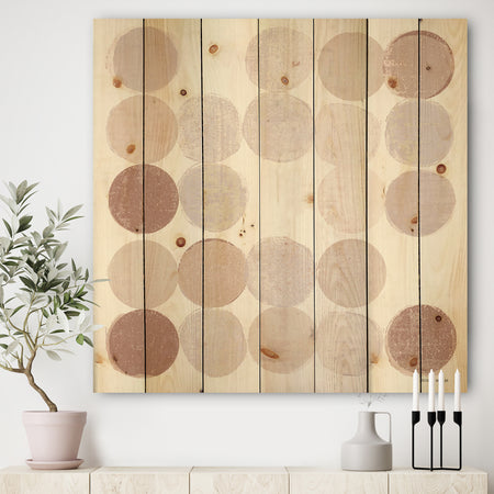 Shade of Pink Geometric Dots II - Abstract Print on Natural Pine Wood