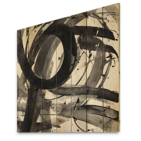 Minimalistic Roller II - Mid-Century Modern Print on Natural Pine Wood