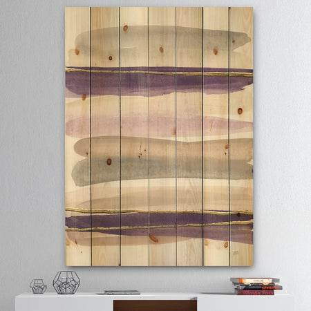 Shape of Glam Purple - Shabby Chic Print on Natural Pine Wood