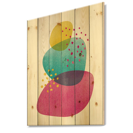 Minimal Spots Balance IV - Mid-Century Modern Print on Natural Pine Wood