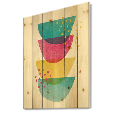 Minimal Spots Balance III - Mid-Century Modern Print on Natural Pine Wood
