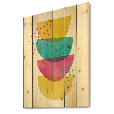 Minimal Spots Balance II - Mid-Century Modern Print on Natural Pine Wood