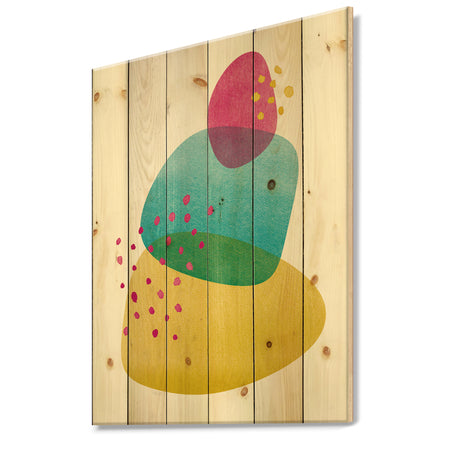 Minimal Spots Balance I - Mid-Century Modern Print on Natural Pine Wood