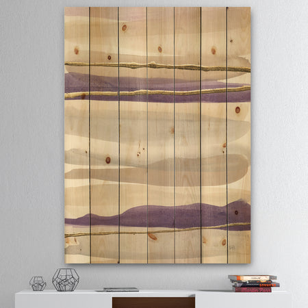 Shape of Glam Purple III - Shabby Chic Print on Natural Pine Wood