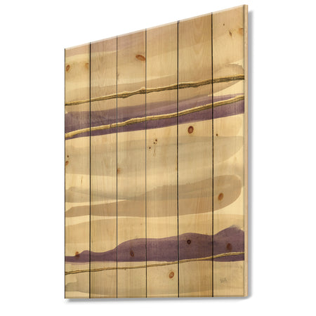 Shape of Glam Purple III - Shabby Chic Print on Natural Pine Wood