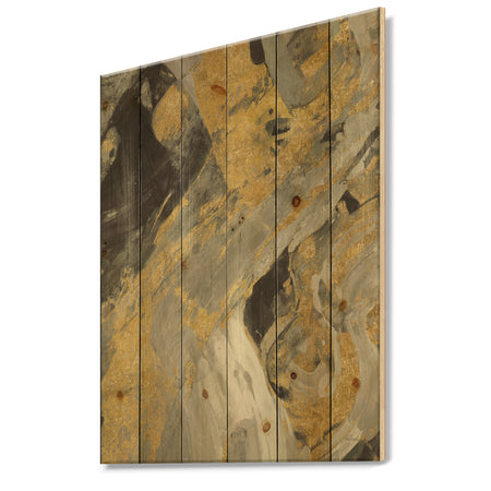 Marble Gold and Black - Modern & Contemporary Print on Natural Pine Wood