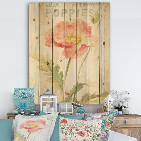 Floursack Florals IV - Cottage Print on Natural Pine Wood