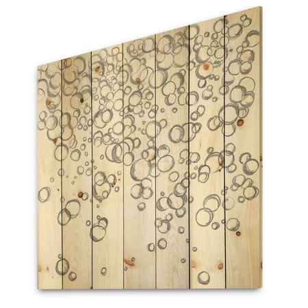 Simple Bubbles I - Mid-Century Modern Print on Natural Pine Wood