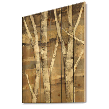 Natural Birch Forest II - Traditional Print on Natural Pine Wood