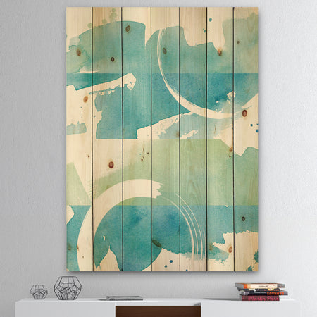 Coastal watercolors I - Transitional Print on Natural Pine Wood