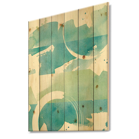 Coastal watercolors I - Transitional Print on Natural Pine Wood