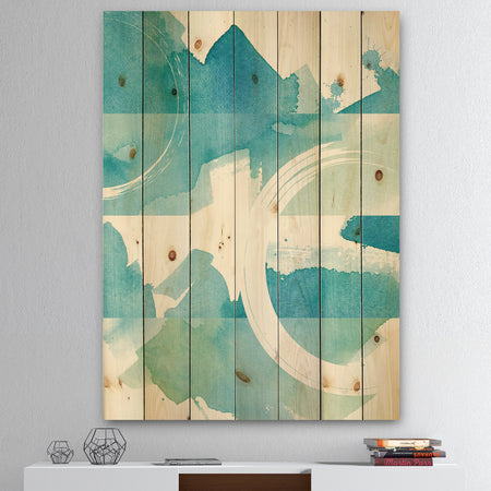Coastal watercolors II - Transitional Print on Natural Pine Wood
