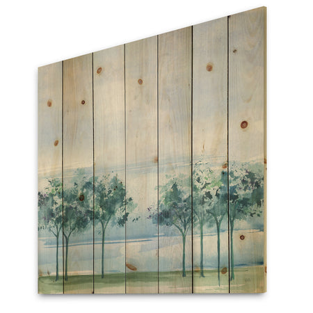 Across the Lake VI - Lake House Print on Natural Pine Wood