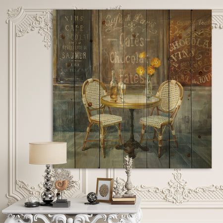French Cafe - Traditional Print on Natural Pine Wood