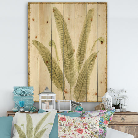 Simple Forest II - Floral & Botanical Print on Natural Pine Wood