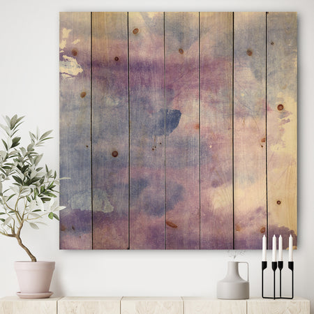 Watercolor Purple Haze II - Modern & Contemporary Print on Natural Pine Wood