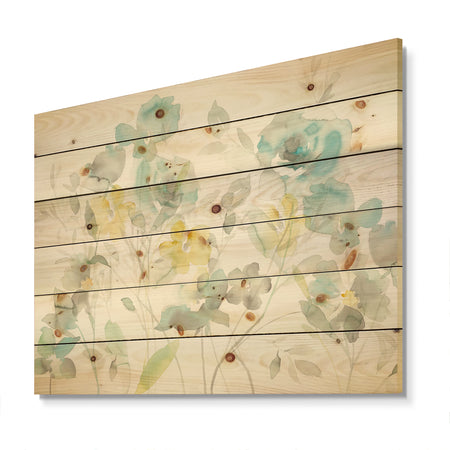 Aqua Rose Natural Element - Farmhouse Print on Natural Pine Wood