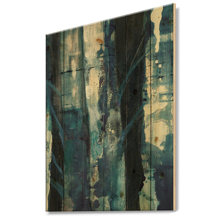 Deep Woods I Indigo - Country Charm Print on Natural Pine Wood