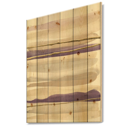 Shape of Glam Purple I - Shabby Chic Print on Natural Pine Wood