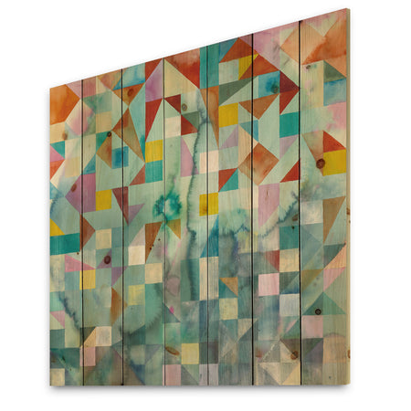 Modern Patchwork - Modern & Contemporary Print on Natural Pine Wood