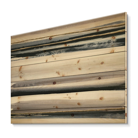 Gold Watercolor Amethyst II - Modern & Contemporary Print on Natural Pine Wood
