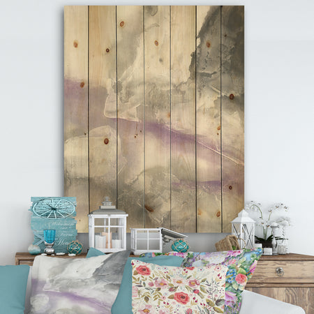 Watercolor Minimal Purple Tones I - Modern Farmhouse Print on Natural Pine Wood