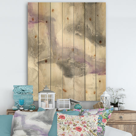 Watercolor Minimal Purple Tones II - Modern Farmhouse Print on Natural Pine Wood