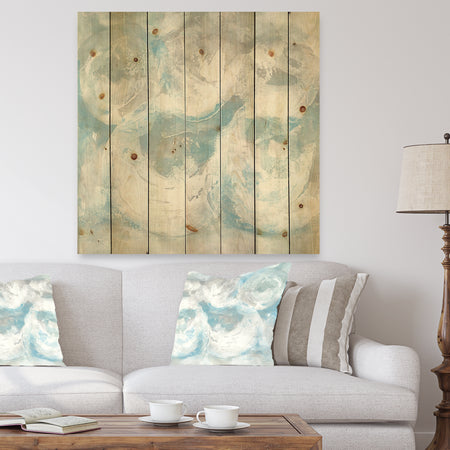 Pale Blue Shade IV - Modern Farmhouse Print on Natural Pine Wood
