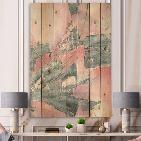 Durty Shabby Pink Blush III - Shabby Chic Print on Natural Pine Wood