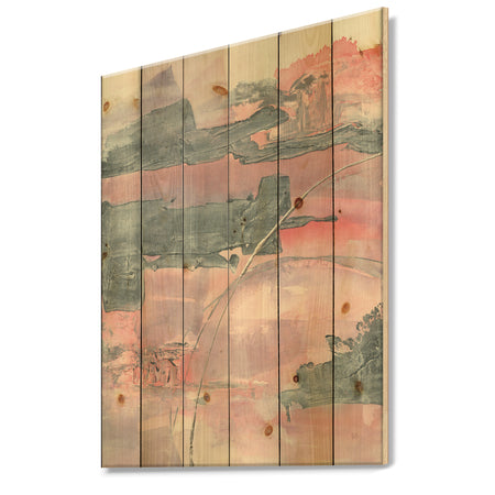 Durty Shabby Pink Blush II - Shabby Chic Print on Natural Pine Wood