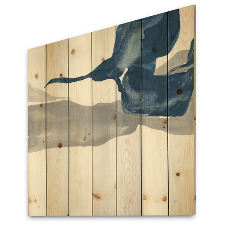Gouache Sapphire on Gray IV - Modern & Transitional Print on Natural Pine Wood