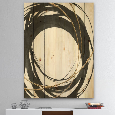 Gold Glamour Circle II - Posh & Luxe Print on Natural Pine Wood