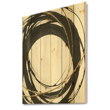 Gold Glamour Circle II - Posh & Luxe Print on Natural Pine Wood