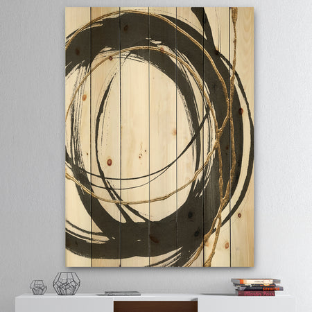 Gold Glamour Circle III - Posh & Luxe Print on Natural Pine Wood