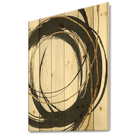 Gold Glamour Circle III - Posh & Luxe Print on Natural Pine Wood
