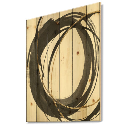 Gold Glamour Circle IV - Posh & Luxe Print on Natural Pine Wood