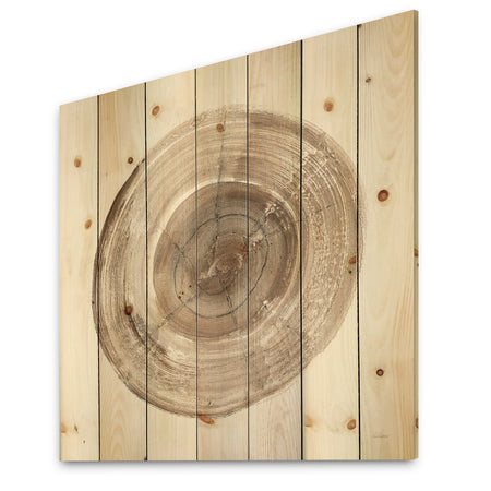 Circle natural elements II - Farmhouse Print on Natural Pine Wood