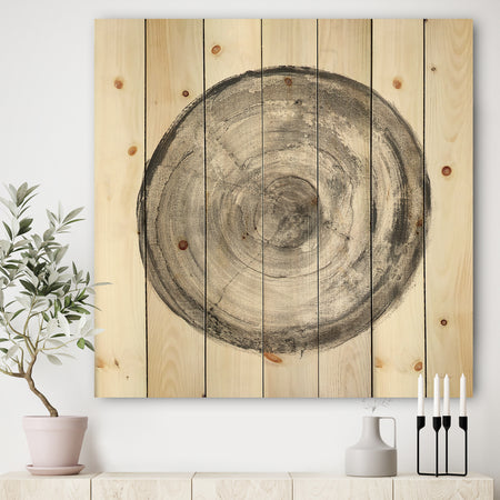 Circle natural elements III - Farmhouse Print on Natural Pine Wood