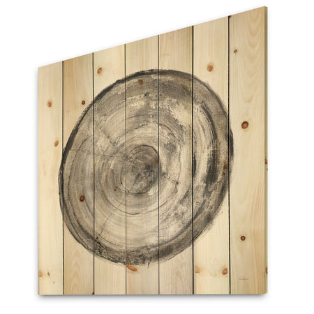 Circle natural elements III - Farmhouse Print on Natural Pine Wood