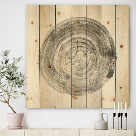Circle natural elements IV - Farmhouse Print on Natural Pine Wood