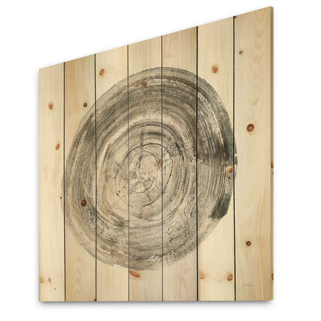 Circle natural elements IV - Farmhouse Print on Natural Pine Wood