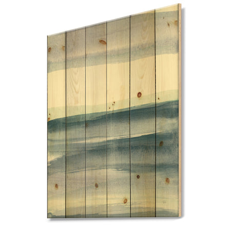 Porch & Den Mint Indigo Dawn I - Farmhouse Print on Natural Pine Wood