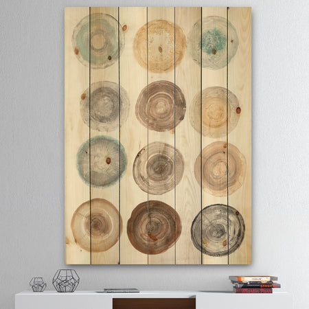 Geometric Cream Circles - Modern & Contemporary Print on Natural Pine Wood