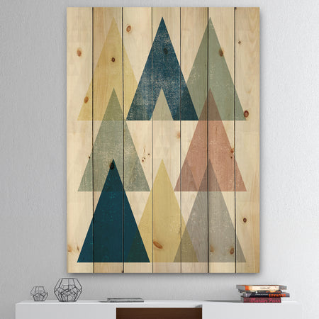 Geometrical Composition Triangles II - Modern & Transitional Print on Natural Pine Wood