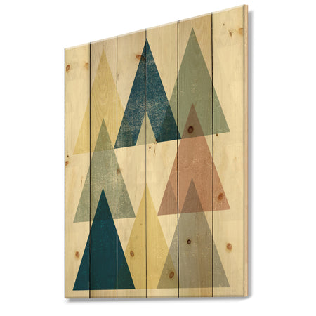 Geometrical Composition Triangles II - Modern & Transitional Print on Natural Pine Wood