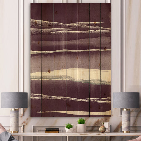 Shabby Watercolor on Purple IV - Shabby Chic Print on Natural Pine Wood