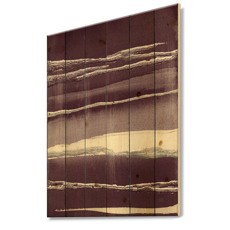 Shabby Watercolor on Purple IV - Shabby Chic Print on Natural Pine Wood